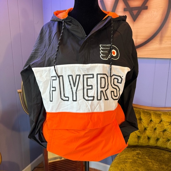 Philadelphia Flyers Men’s Black Iconic Defender Anorak Pullover Jacket Size L - Picture 2 of 9